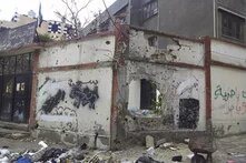 A school that has been shelled by Assad militias