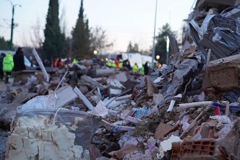 Rubble caused by the earthquake in Turkey 