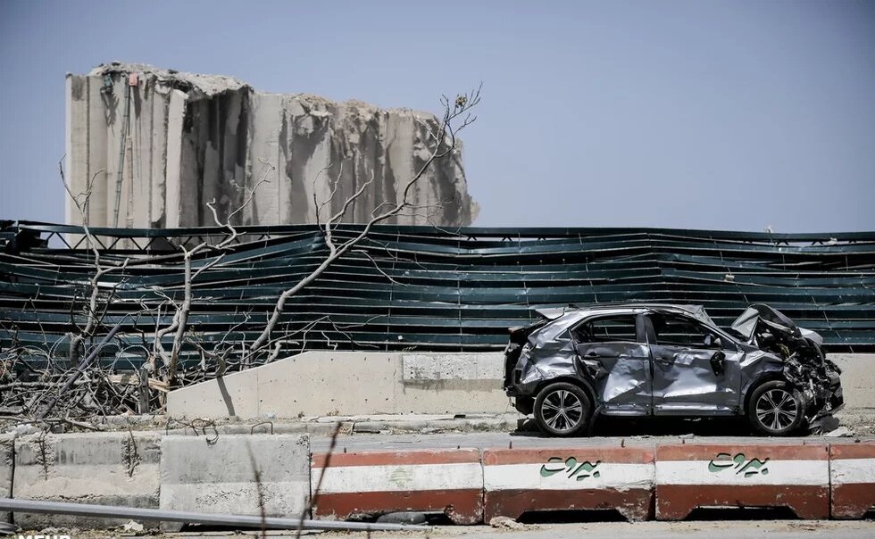 Damages after 2020 Beirut explosions Damaged silos in Beirut Port following the August 4 blast