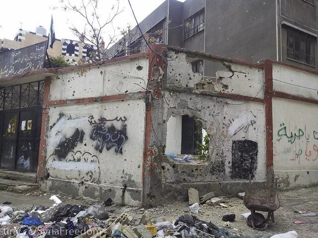 A school that has been shelled by Assad militias